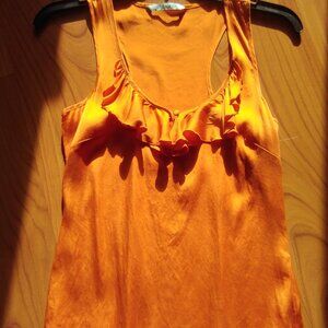 Marciano Silk Top With Ruffled Neckline